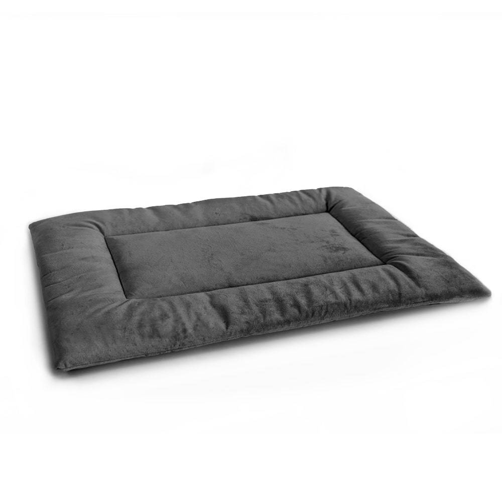 Dark gray PAWD crate pad and dog bed by KindTail, soft and comfortable resting spot for dogs inside crates or on the floor.