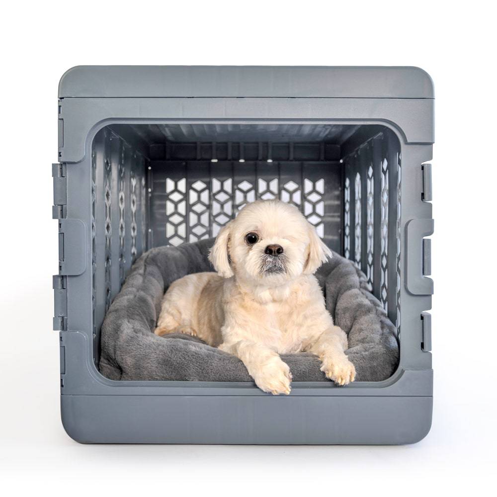 Grey Calming Lounger dog bed by KindTail, soft and plush pet bed designed for comfort and relaxation.