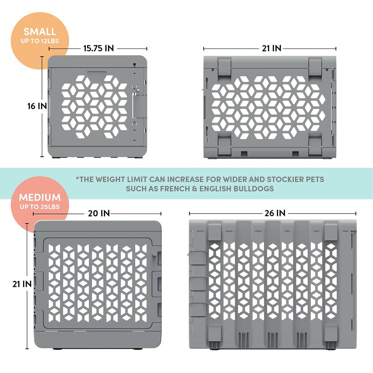 Modern collapsible plastic dog crate from PAWD® by KindTail, designed for small pets with a sleek, durable structure.