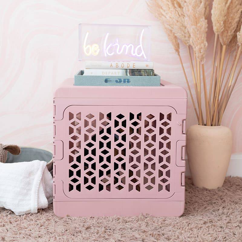 KindTail PAWD® Dog Crate, modern collapsible plastic pet crate with ventilation, suitable for puppies and small dogs.