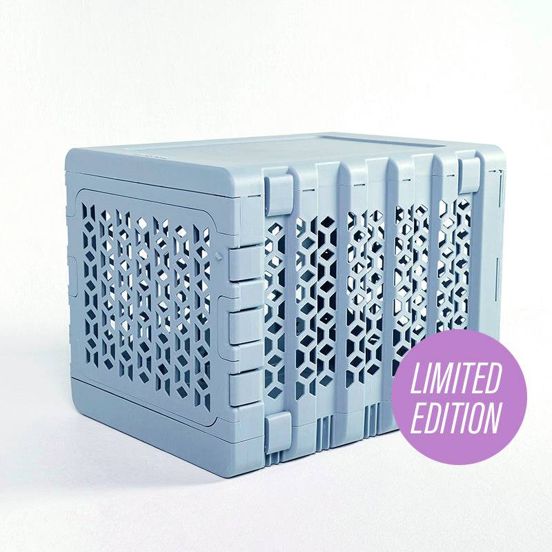 KindTail PAWD® | Modern Collapsible Plastic Dog & Pet Crate in medium blue with limited edition icon