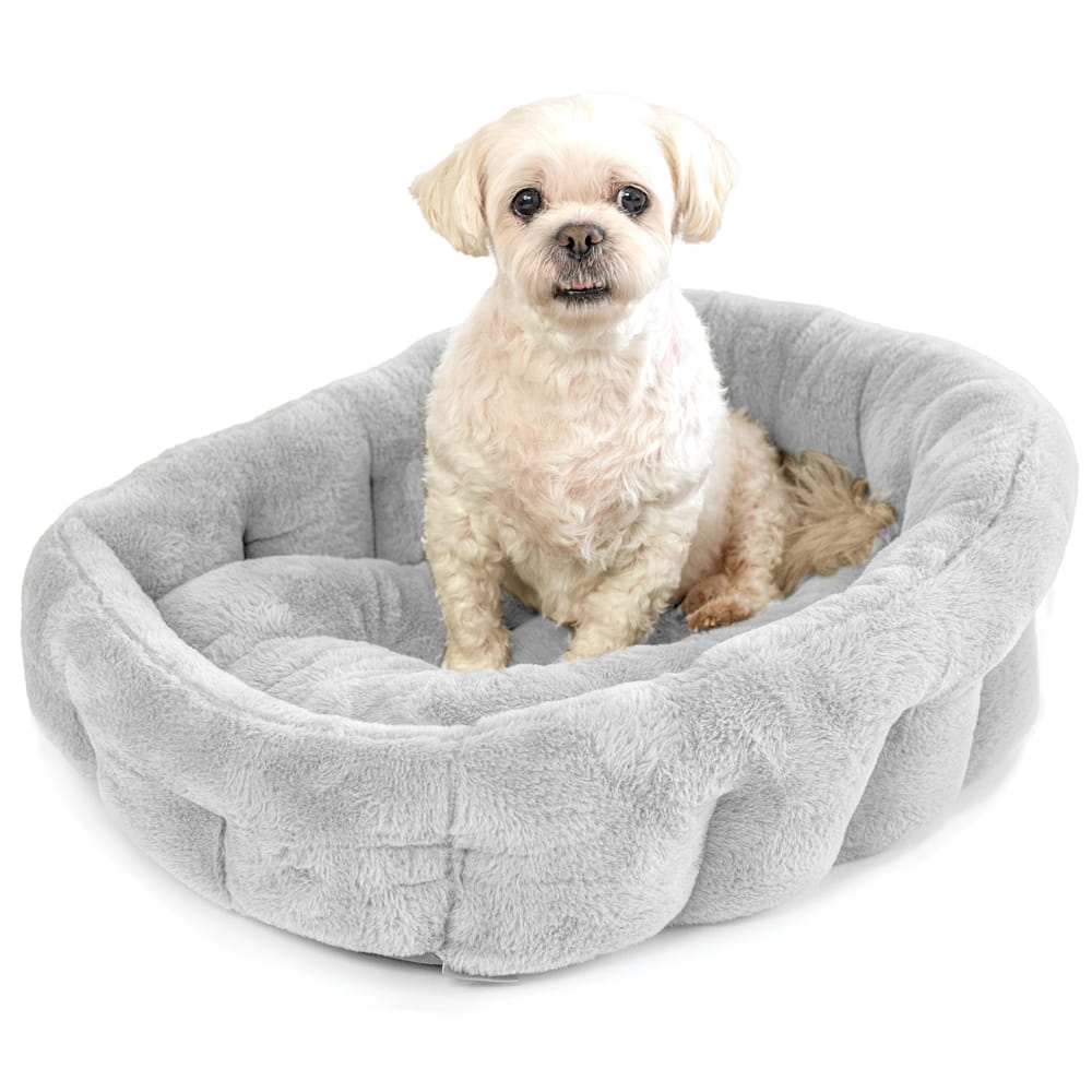 Gray Calming Lounger Dog Bed by KindTail, featuring a soft, cozy design for comfortable rest and relaxation for dogs.
