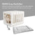 White medium crate with white dog inside, light grey crate pad next to it showing that it fits inside the crate nicely.