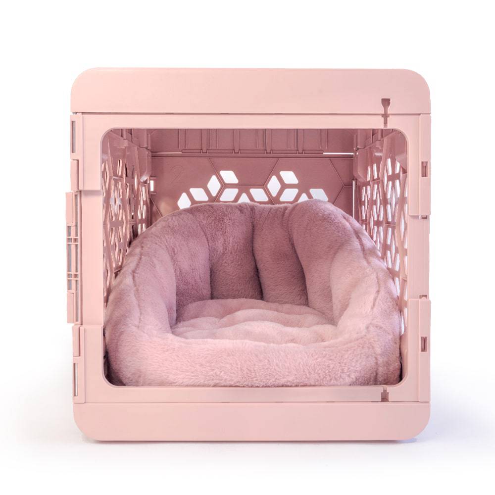 KindTail  PAWD® Lounger | Pet Crate luxury bed in pink inside a pink crate
